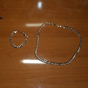 Mens "Titus" Two-Tone Necklace and Bracelet Set